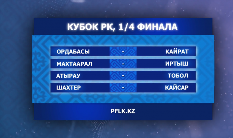 Қазақстан Кубогының 1/4 финалында кездесеті командалар белгілі