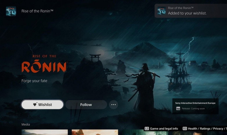 В PS Store появилась страница Rise of the Ronin