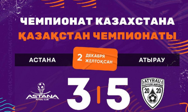 «Атырау» Қазақстан чемпионатындағы матчта «Астанадан» жеңісті жұлып әкетті