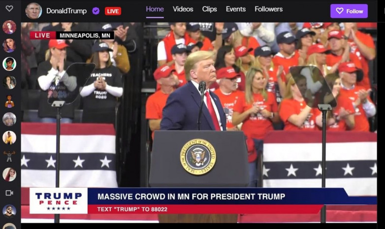 Дональд Трамп запустил стрим на Twitch