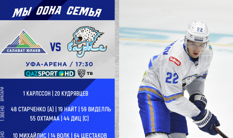 «Барыс» «Салават Юлаевқа» қарсы құрамын жариялады