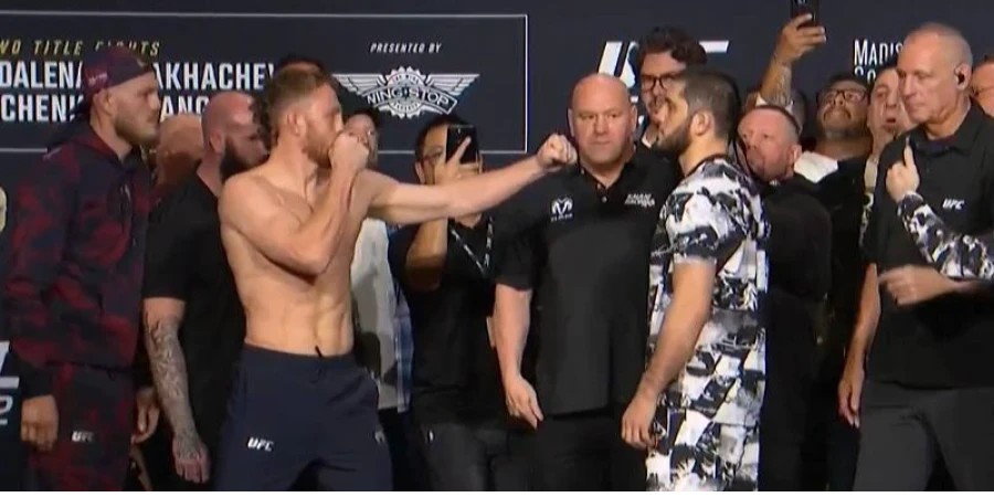 UFC 322: Махачев пен Маддалена жекпе-жек алдында көз түйістірді