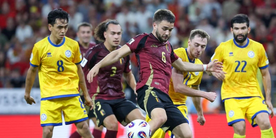 Прямая трансляция матча Казахстан — Бельгия в отборе на ЧМ-2026 по футболу