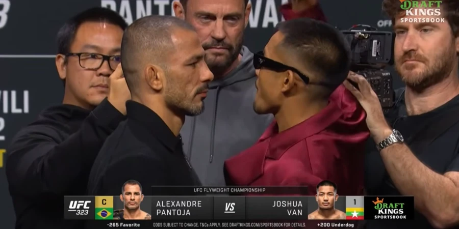 Пантожа и Ван провели первую битву взглядов перед титульным боем на UFC 323. ВИДЕО