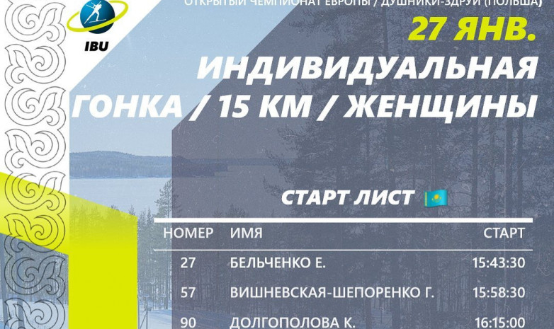 Стартовые номера казахстанских биатлонисток в индивидуальной гонке на Открытом чемпионате Европы