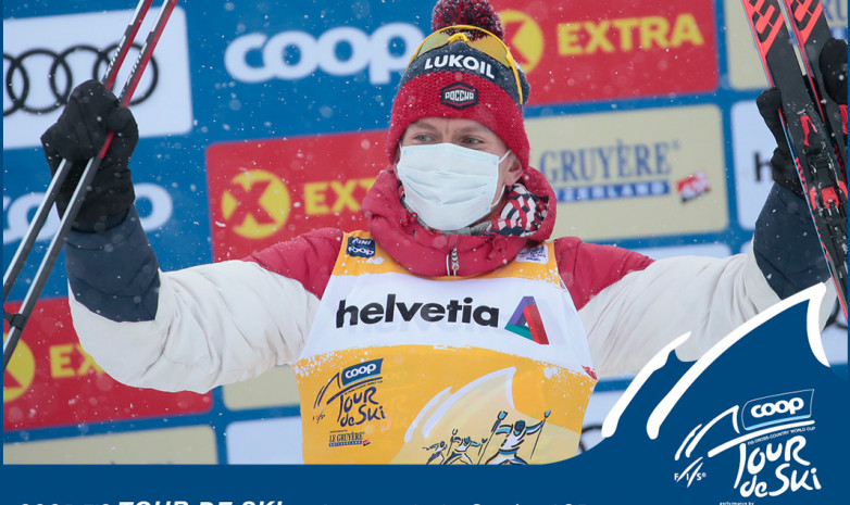 Российский лыжник Александр Большунов выиграл гонку преследования на «Тур де Ски»