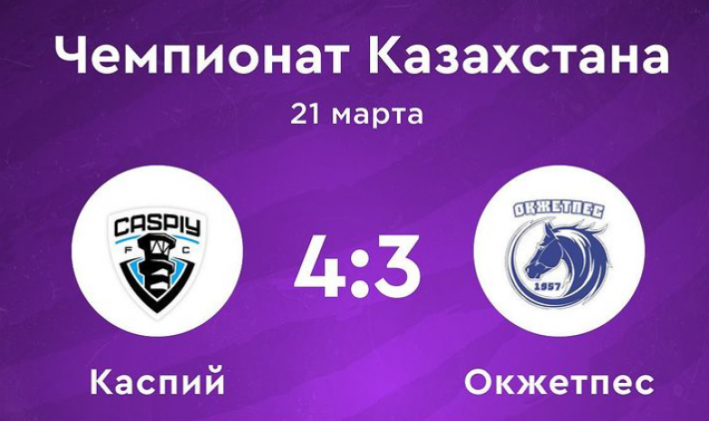 «Каспий» выиграл у «Окжетпеса» в заключительном матче 4 круга 