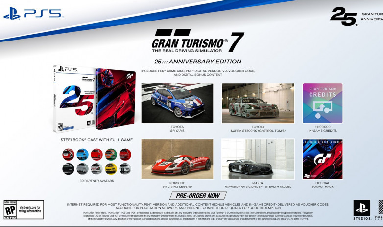 Бонусы за предзаказ Gran Turismo 7 а также юбилейное издание