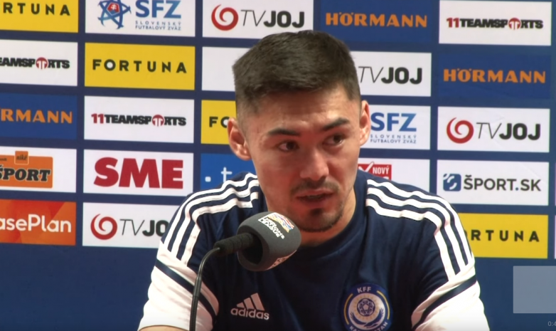 «Просто использовали свои моменты, один-единственный». Аслан Дарабаев – о победном голе в матче Лиги наций Словакия – Казахстан (видео)