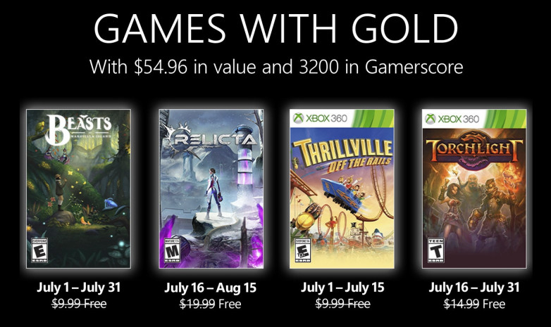 Стала известна июльская подборка игр для Xbox Live Gold