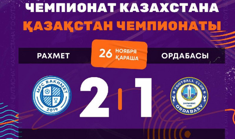 МФК «Рахмет» одерживает победу над «Ордабасы»