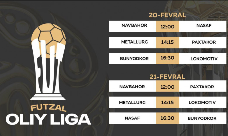 Представлен календарь 7-го тура чемпионата Узбекистана по футзалу