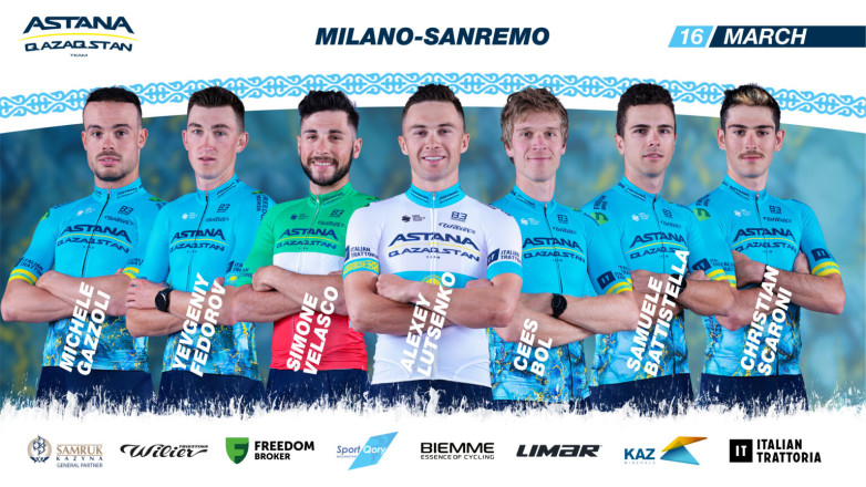 «Астана» представила состав на гонку «Милан – Сан Ремо»