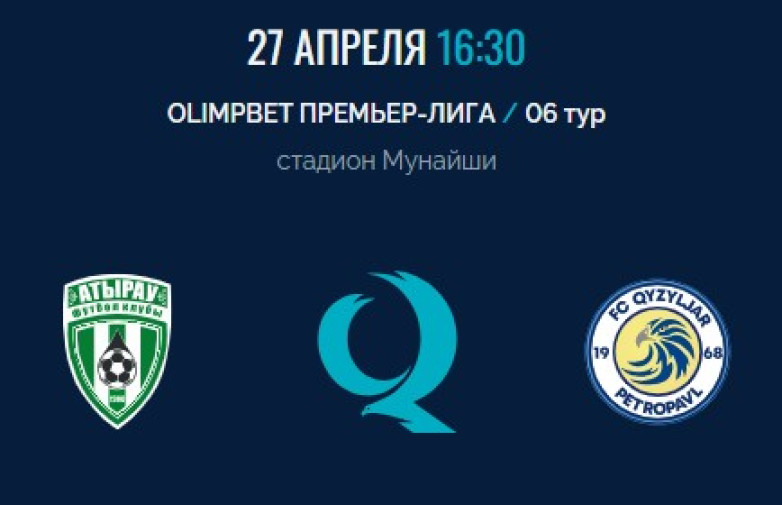 «Атырау» - «Кызылжар»: стартовые составы команд на матч шестого тура QFL OLIMPBET Премьер-лиги