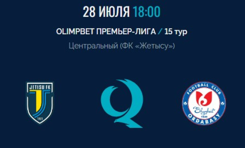 «Жетысу» – «Ордабасы»: стартовые составы команд на матч 15-го тура КПЛ