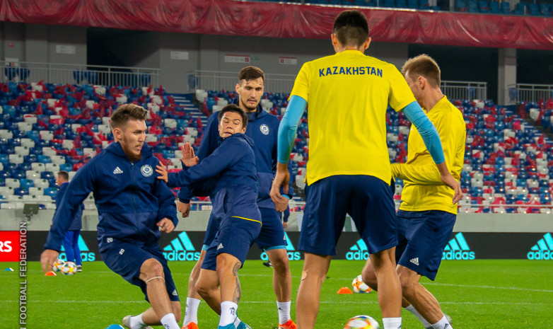 ВИДЕО. Тренировка сборной Казахстана перед матчем с Россией